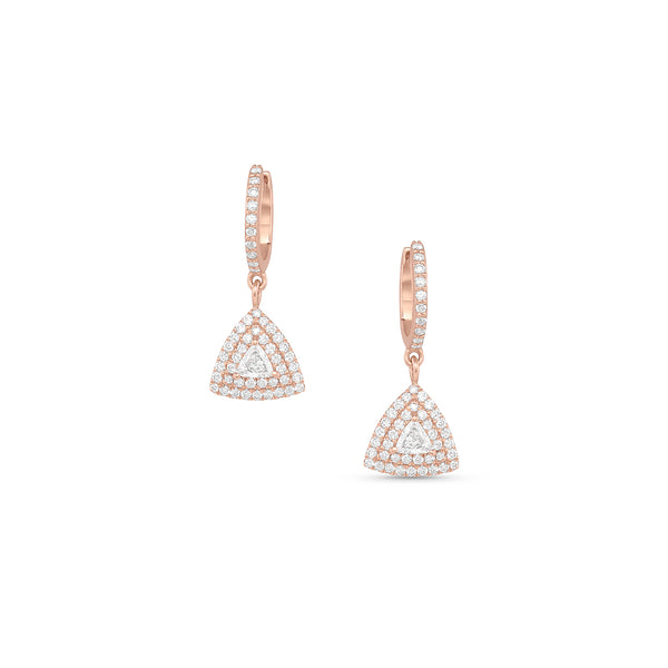 diamond trillion cut double halo earring with hinged hoop <span class='visuallyhidden'>Call, text 323-404-2959 for shopping help.</span>